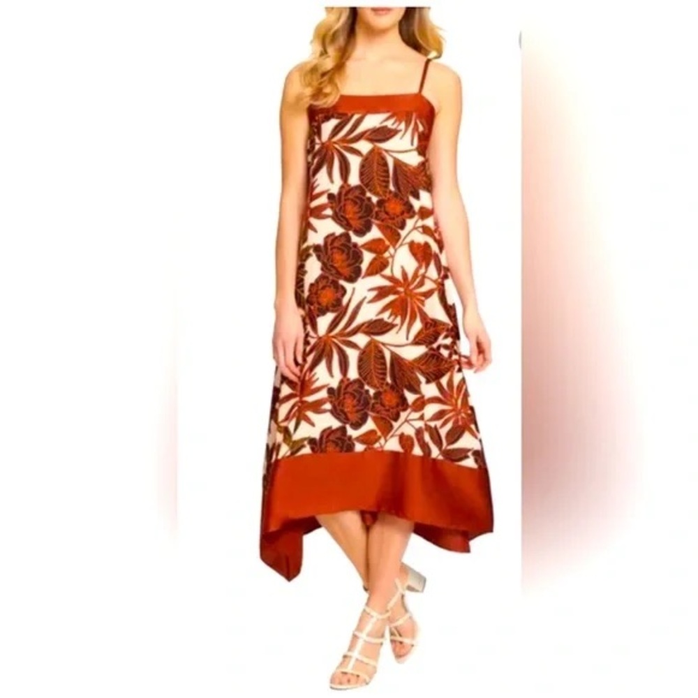 DKNY High Low Dress in Brown and White